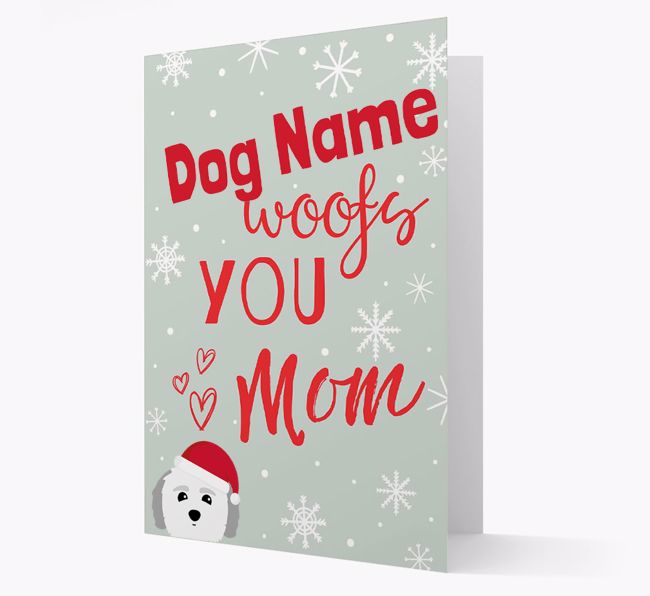 'I Woof You Mom' Card with your {breedFullName} Christmas Icon